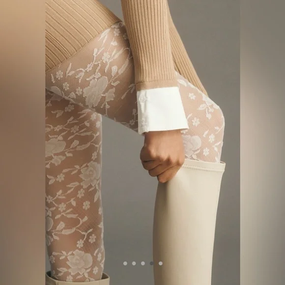 Anthropologie Lace Rosette Tulle Tights NIB! - Picture 4 of 6